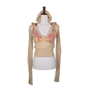 Vintage 90s Y2K Hollister Babydoll Top Crochet • Size S/M Tagged L V-Neck